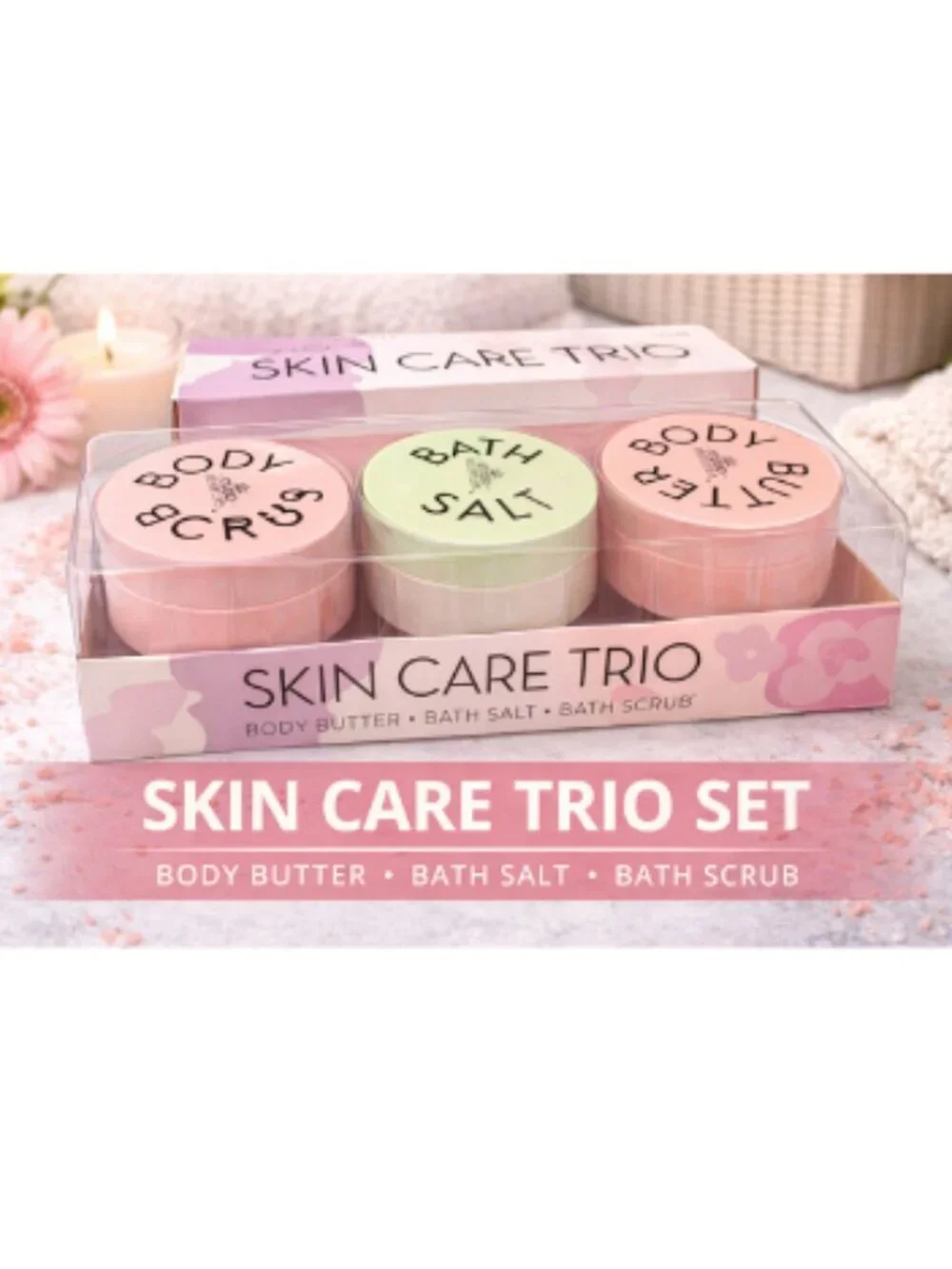 Studio Selection Skin Care Trio Set Body Butter Bath Salt Scrub 3pc NEW